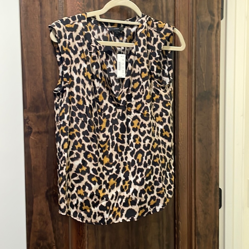 J Crew Cheetah Silk Blouse